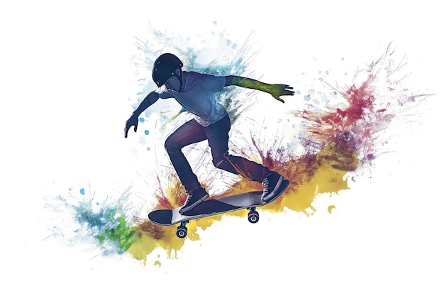 Poster of epic skateboard freestyle in minimalist abstract multicolour illustration