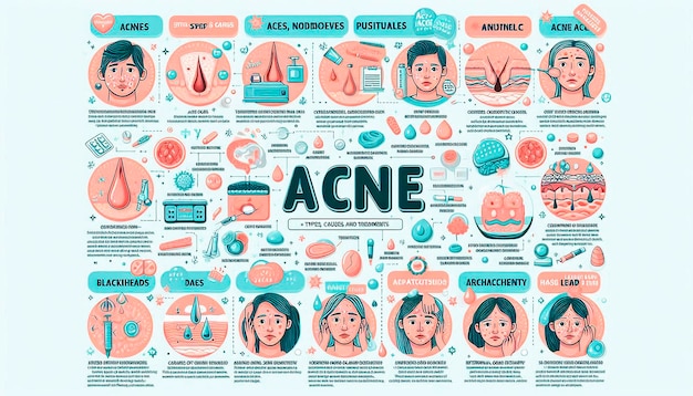 a poster of a face with the word acne on it