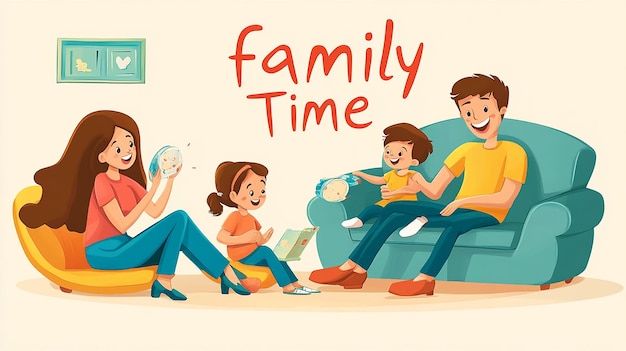 Photo a poster for family time with a family time