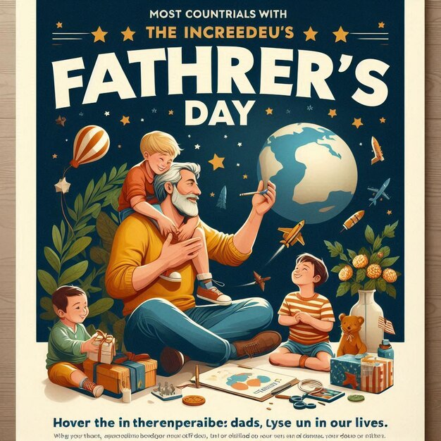 Photo a poster for a father and children with a quote about fathers day with the father and father