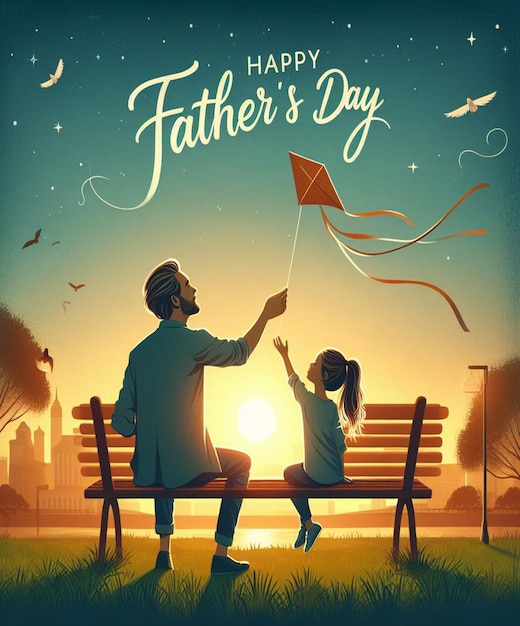 a poster for father and daughter with a kite that says happy father day