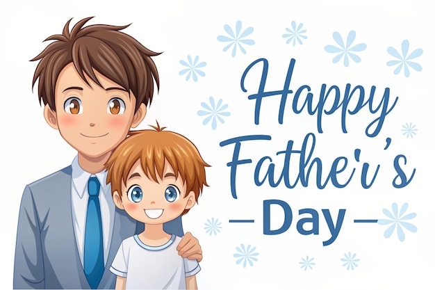 a poster for a father and son with a blue background with snowflakes