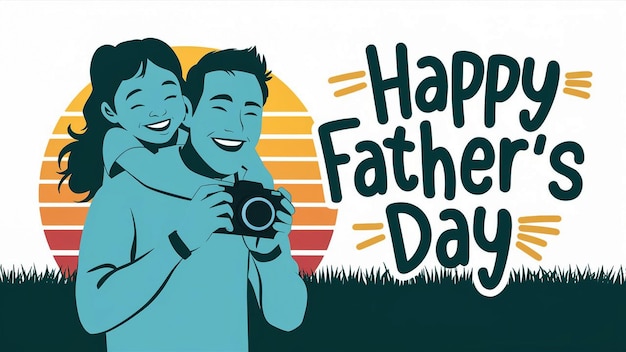 a poster for a father and son with a camera and the words happy fathers day