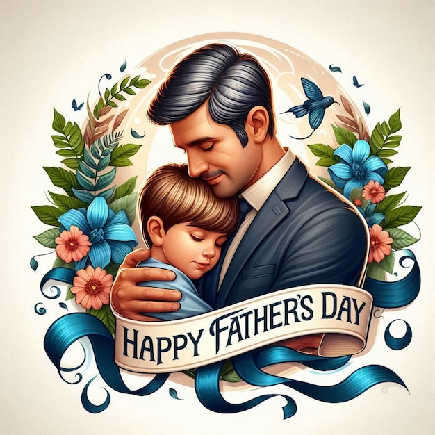 a poster for a father and son with flowers and a picture of father and father