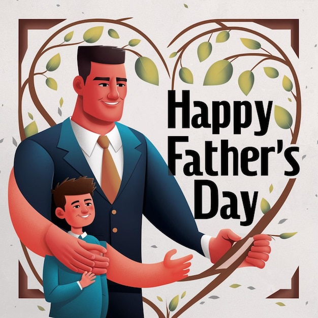 a poster for a father and son with a heart that says happy fathers day