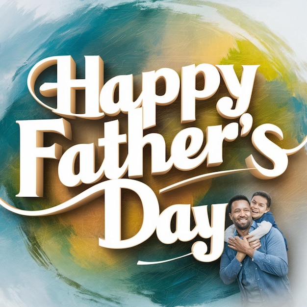 a poster for a fathers day with a blue sky and clouds in the background