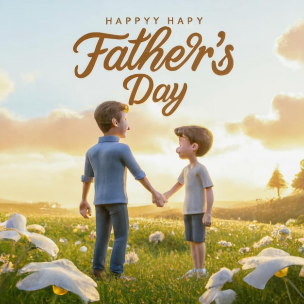 a poster for a fathers day with a boy and his arms holding hands