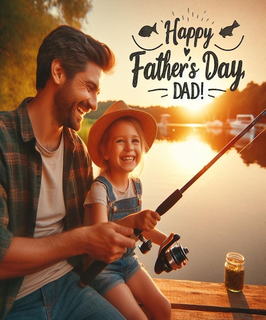 a poster for fathers day with a father and daughter