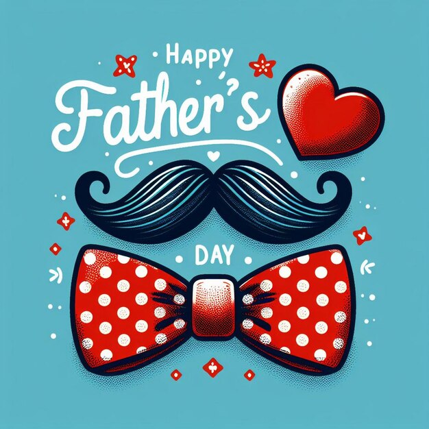 a poster for fathers day with a heart shaped mustache and hearts