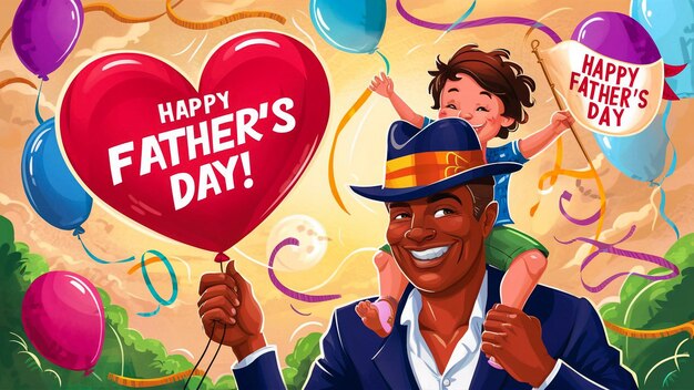 a poster for a fathers day with a heart that says happy fathers day