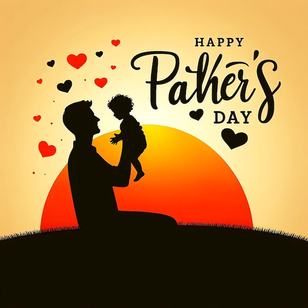 a poster for fathers day with a silhouette of a father and daughter