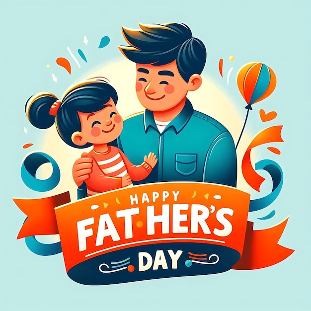 a poster for fathers days day with a father and his daughter