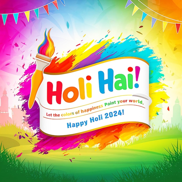 a poster for the festival of Mexico with a colorful background Happy Holi everyone 2024