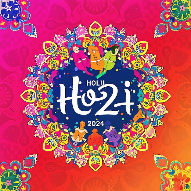 A poster for the festival of Mexico with a colorful background Happy Holi everyone 2024