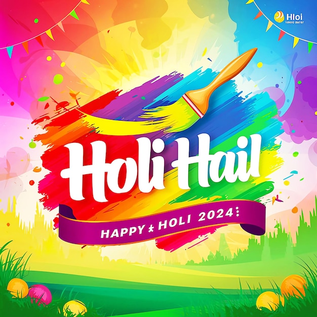 a poster for the festival of Mexico with a colorful background Happy Holi everyone 2024