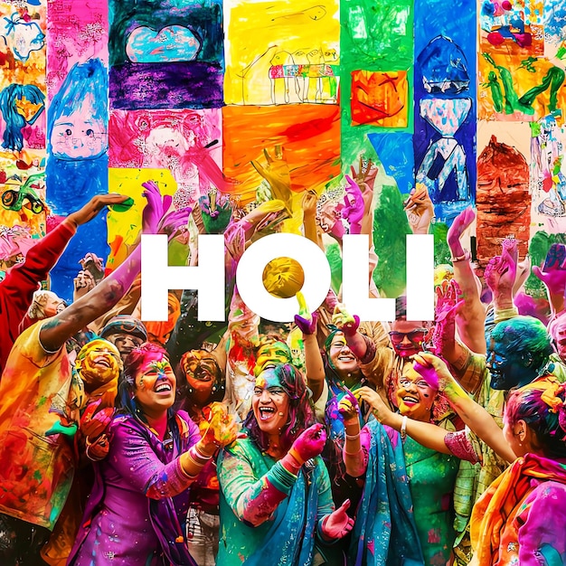 A poster for the festival of mexico with a colorful background Happy Holi everyone 2024