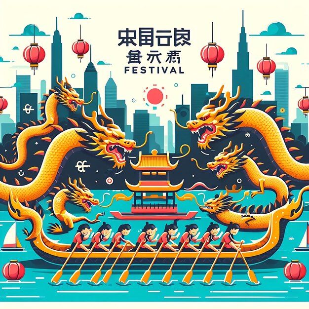 a poster for the festival with dragons and chinese characters