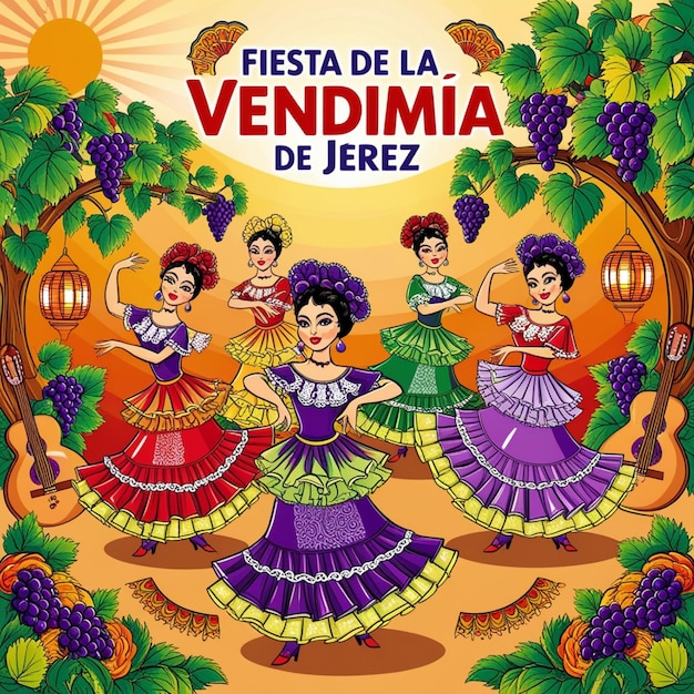 A poster fiesta de la vendimia de jerez illustration