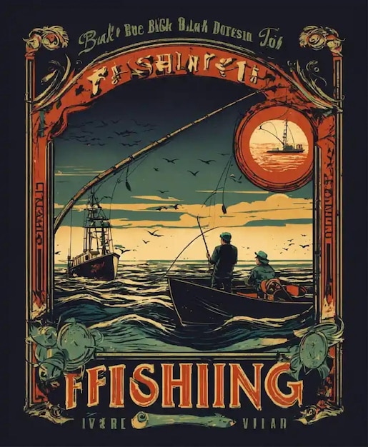 Photo a poster for fishing fishing shows a fishing boat on the cover