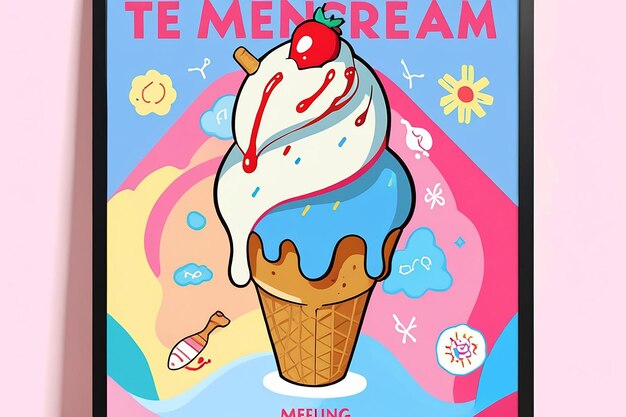 Photo a poster for a food production company called the melting ice cream