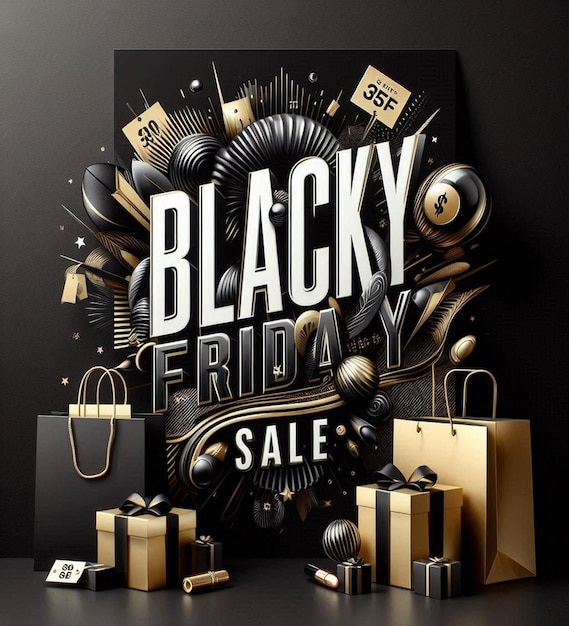 Photo a poster for the friday sale with a black background and a black background with a sign that says black friday sale