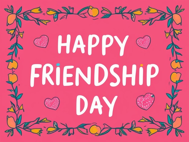 a poster for friends friendship day with pink hearts and flowers