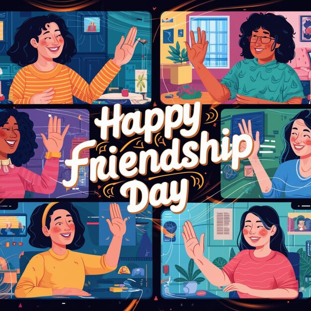 Photo a poster of friends that say happy friendship day