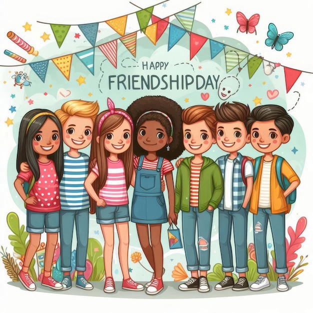 a poster of friends that says Happy Friendship Day