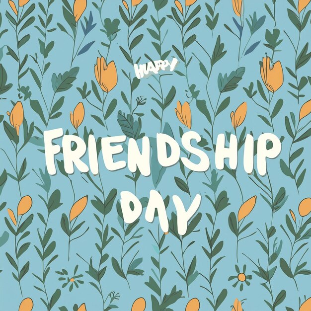 a poster for friendship day with a blue background with yellow flowers and the words friendship day