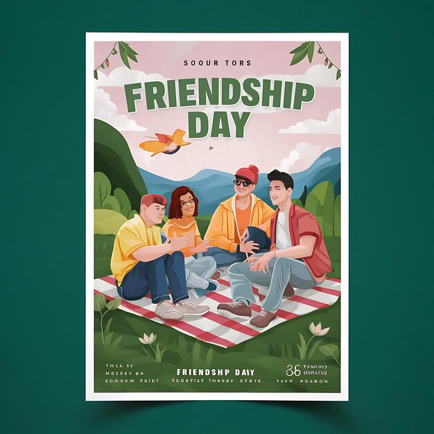 Photo a poster for friendship day with a couple and a child