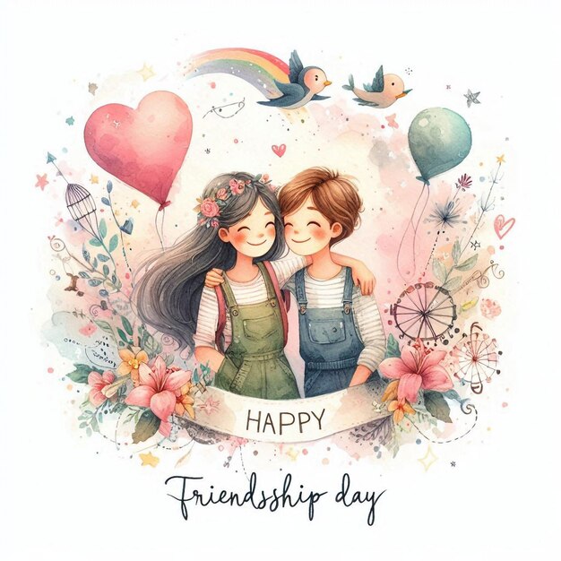 a poster for friendship day with a couple and a heart with the words friendship day