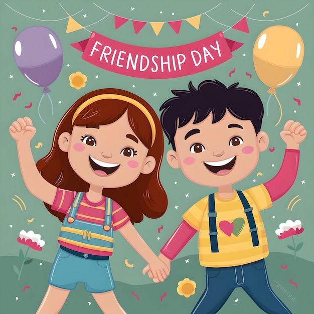 a poster for friendship day with a girl and a balloon saying friendship day