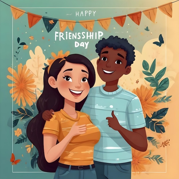 a poster for friendship day with a girl giving a thumbs up sign