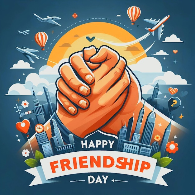 Photo a poster for friendship day with a hand holding