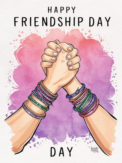 Photo a poster for friendship day with hands holding hands