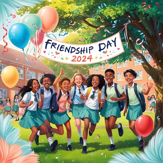 a poster for friendship day with a happy friendship day