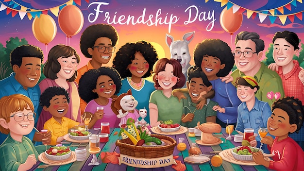 a poster for friendship day with a happy friendship day