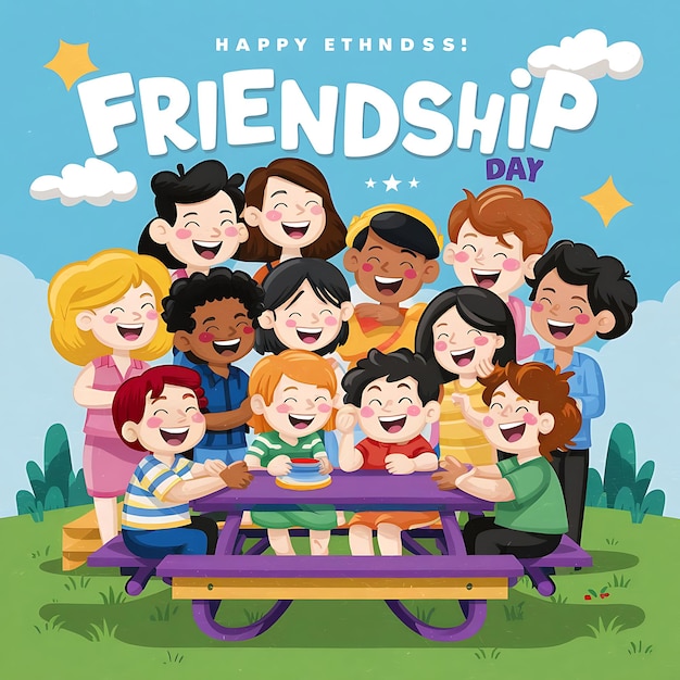 a poster for friendship day with a happy friendship