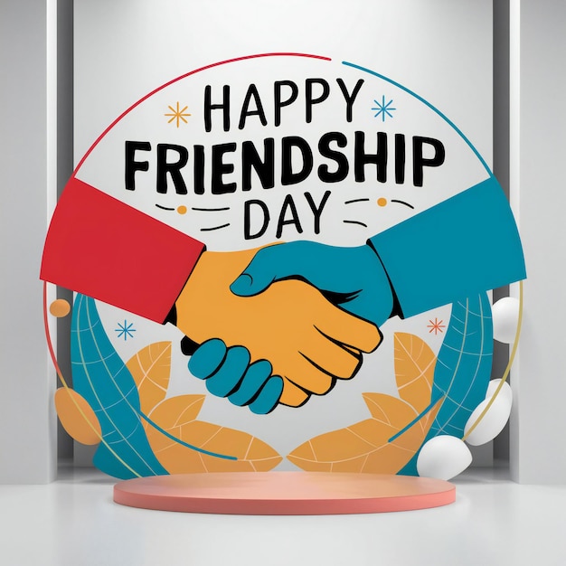 a poster of friendship day with a picture of friends shaking hands