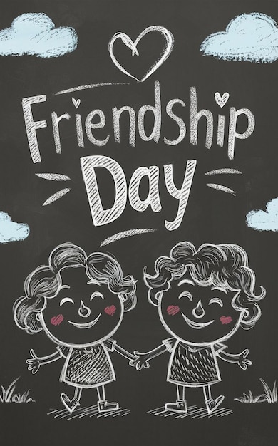 Photo a poster for friendship day with two friends