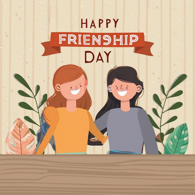 a poster for friendship day with two girls holding hands