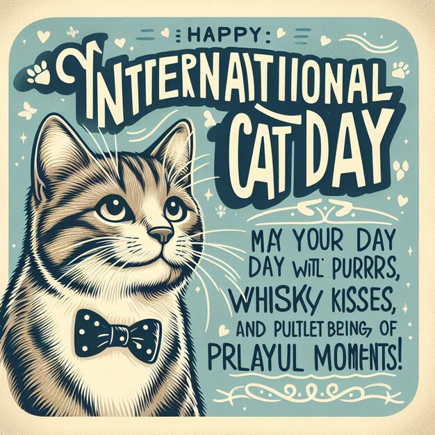 a poster for a german cat with a bow tie that says quot international day quot