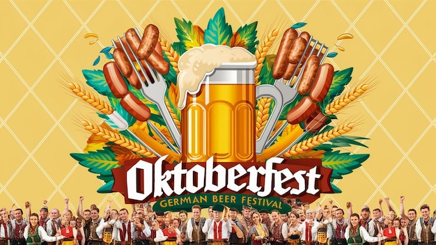 a poster for the german festival with a beer mug and sausages