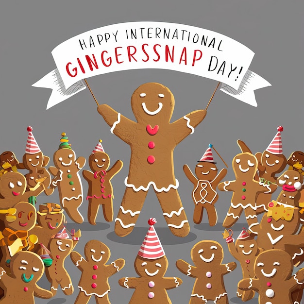 Photo a poster of gingerbread gingerbread men and women with a banner saying happy ginger day