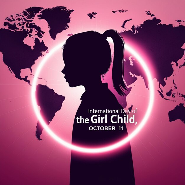 Photo a poster for the girl the girl of the girl with a pink background