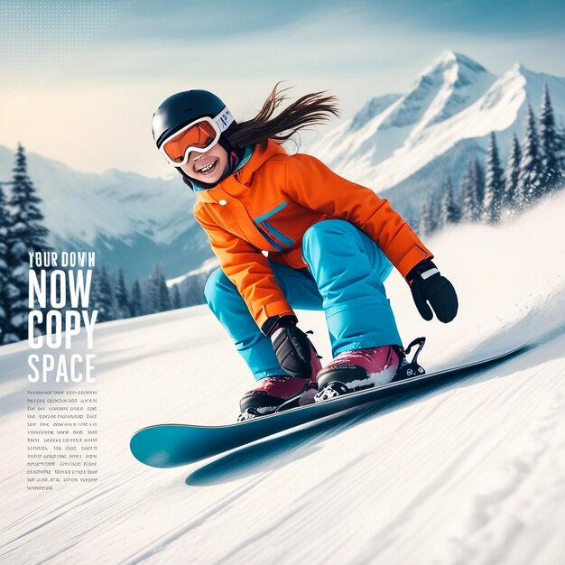 a poster for a girl on skis with the words quot no body quot on it