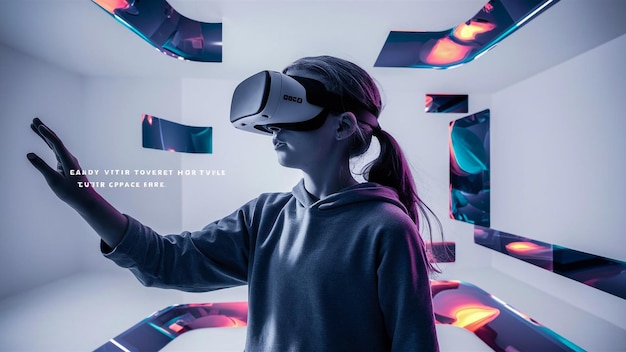 Photo a poster for a girl with a virtual reality display