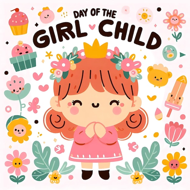 Photo a poster of a girls day of the childs birthday