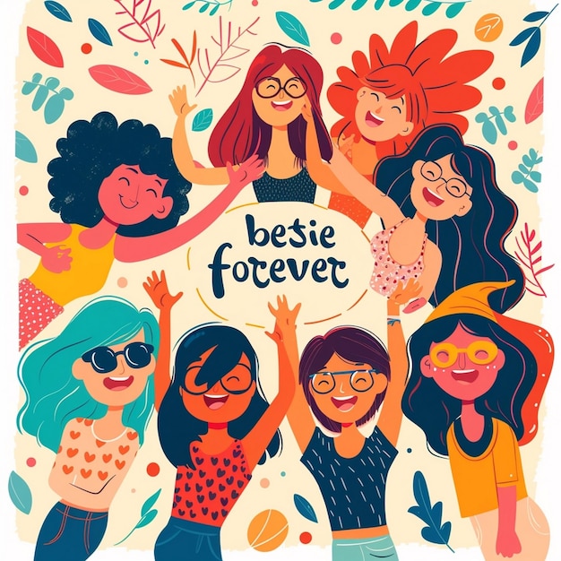 Photo a poster of girls with the words best forever on it