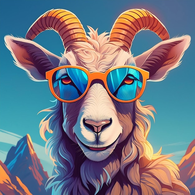 a poster of a goat with glasses that says goat on it